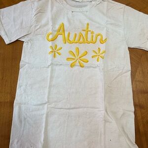 LoveShackFancy Austin hand painted White and Yellow T-Shirt